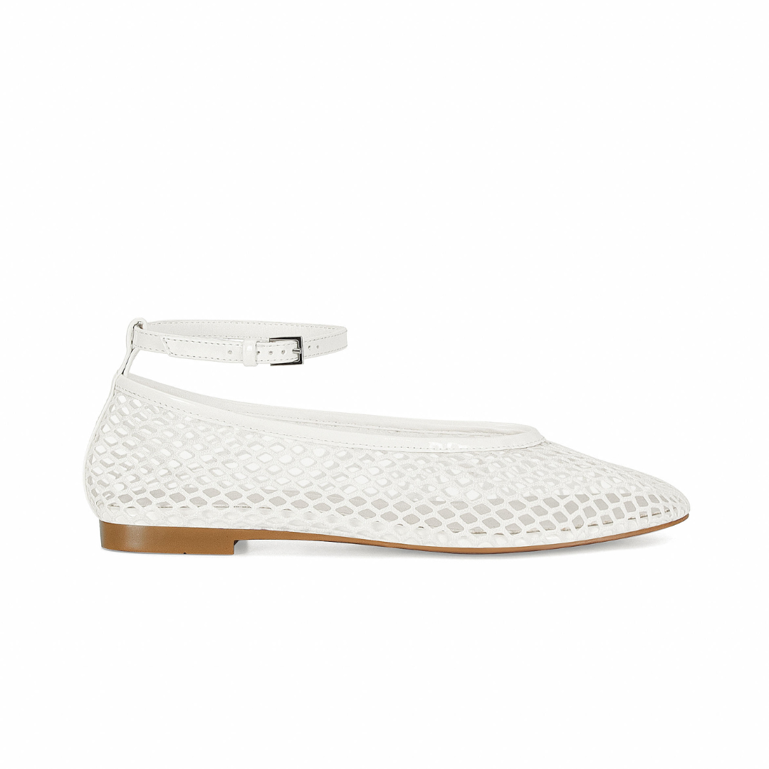 Ballerines Mary Jane femme en maille résille, bout rond et bride cheville