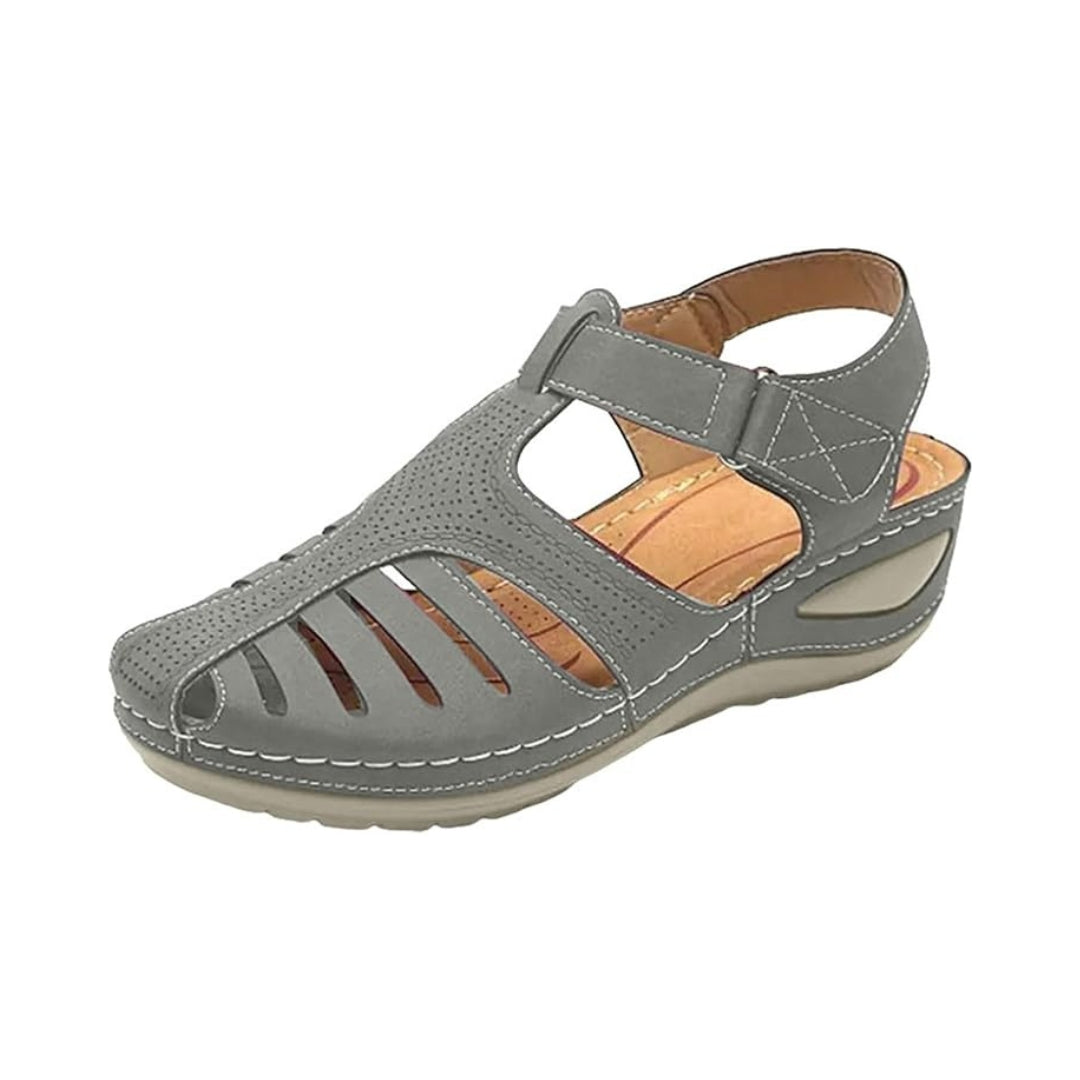 Sandales femme fermées confort en cuir PU souple avec semelle compensée légère