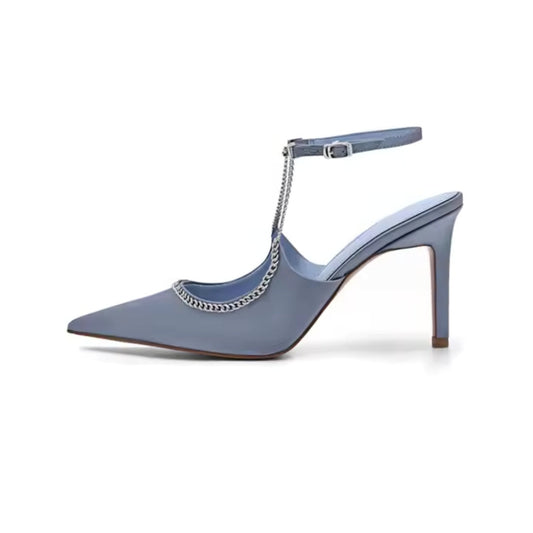 Escarpins Femme en Satin Bleu Luxe