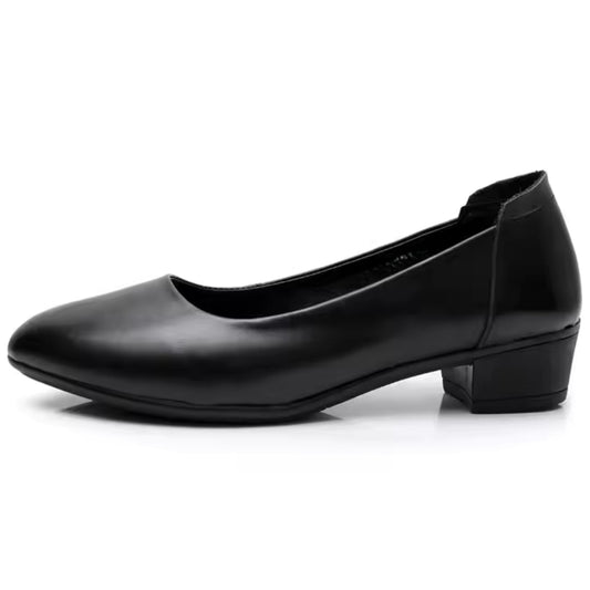 Chaussures femme en cuir de vache véritable à talon carré moyen