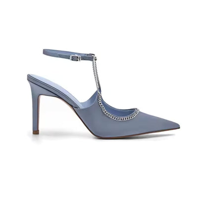 Escarpins Femme en Satin Bleu Luxe