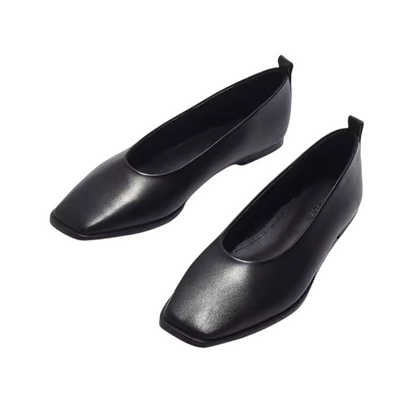 Ballerines femmes en cuir véritable et doublure en peau de mouton