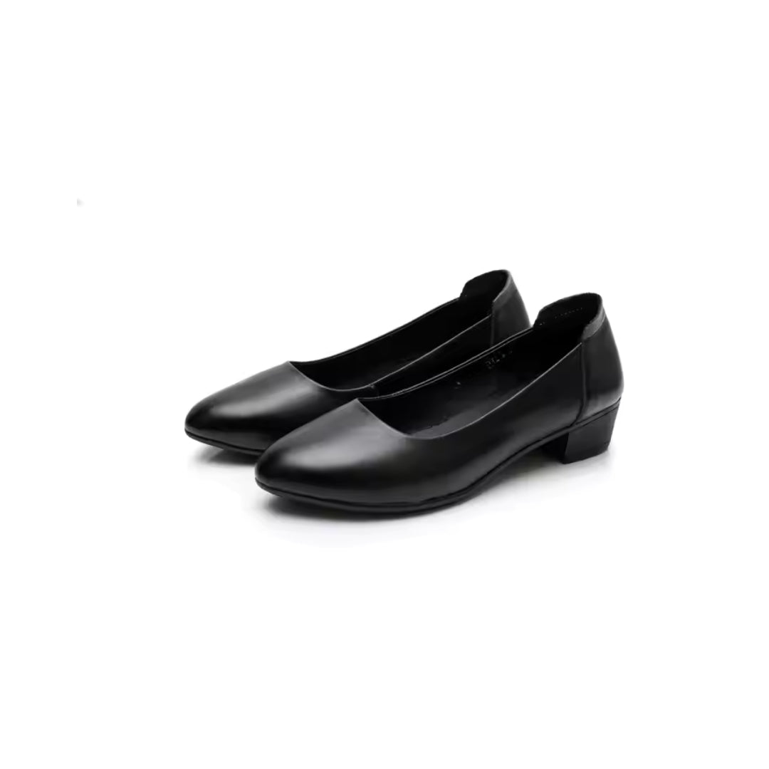 Chaussures femme en cuir de vache véritable à talon carré moyen