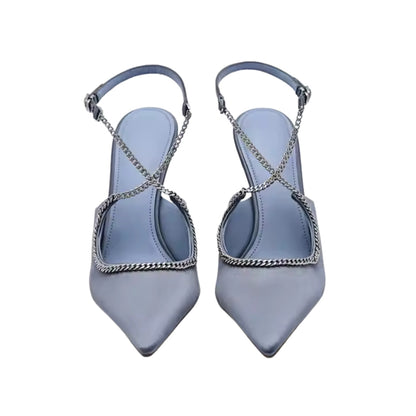 Escarpins Femme en Satin Bleu Luxe