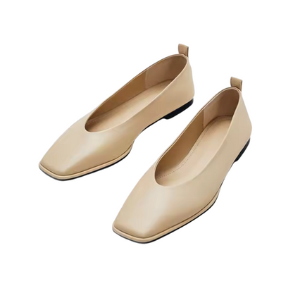 Ballerines femmes en cuir véritable et doublure en peau de mouton