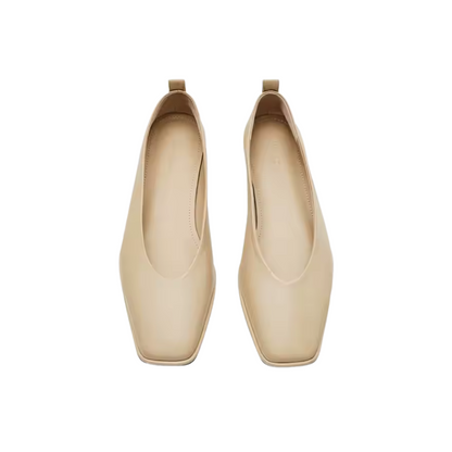 Ballerines femmes en cuir véritable et doublure en peau de mouton