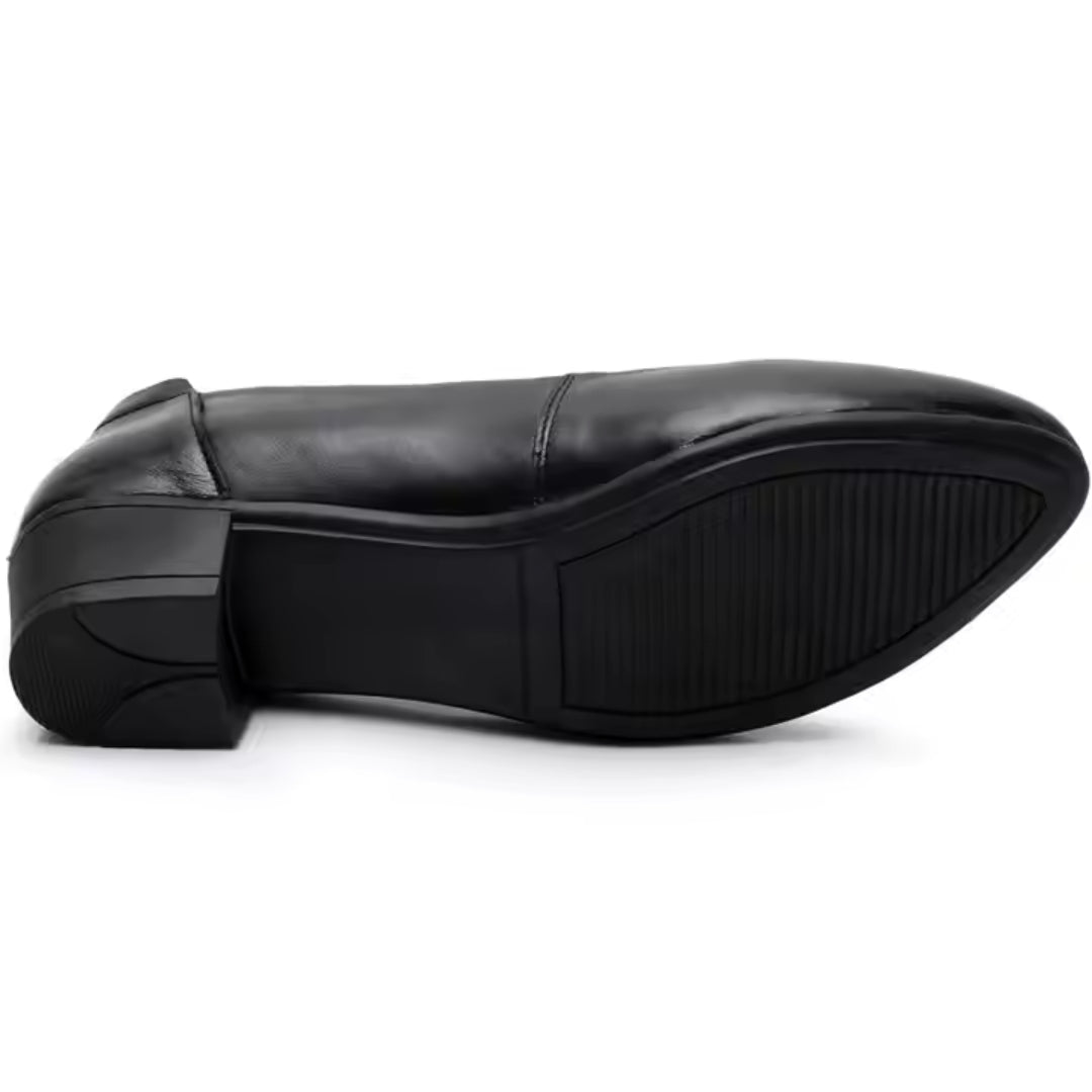 Chaussures femme en cuir de vache véritable à talon carré moyen