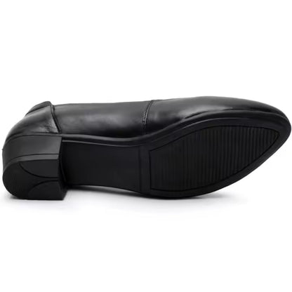 Chaussures femme en cuir de vache véritable à talon carré moyen