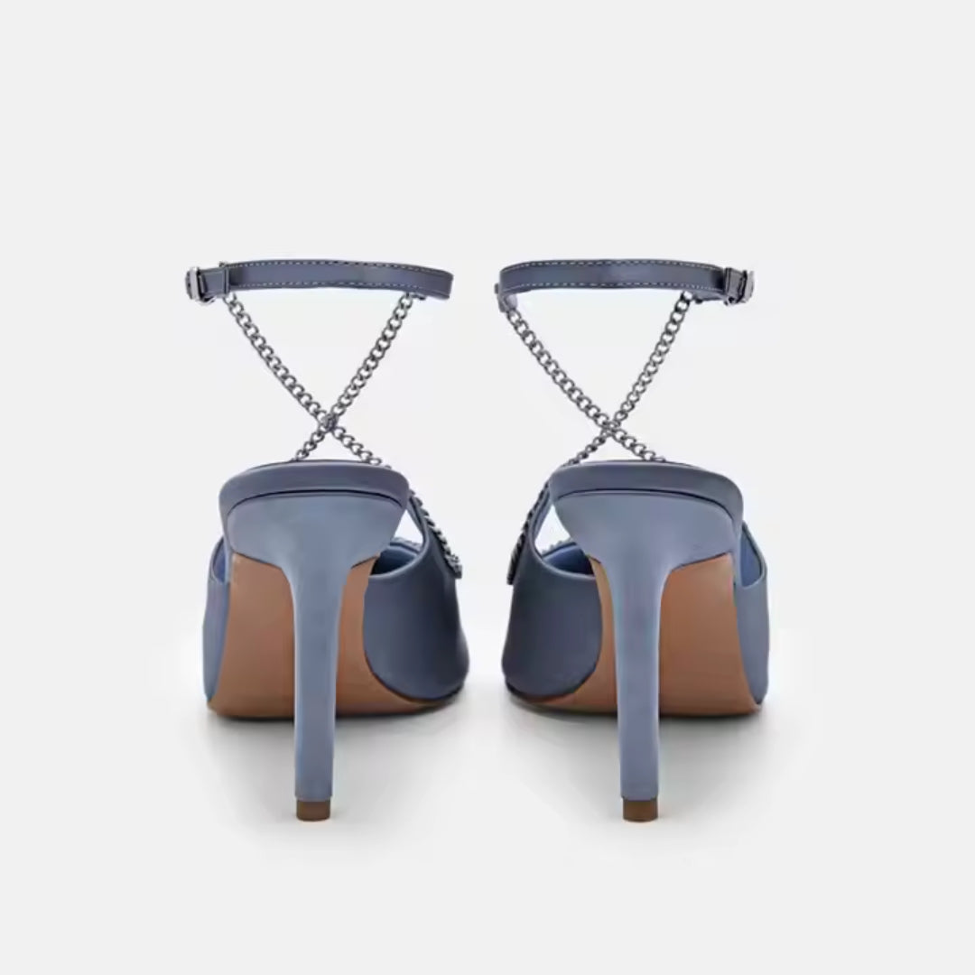 Escarpins Femme en Satin Bleu Luxe