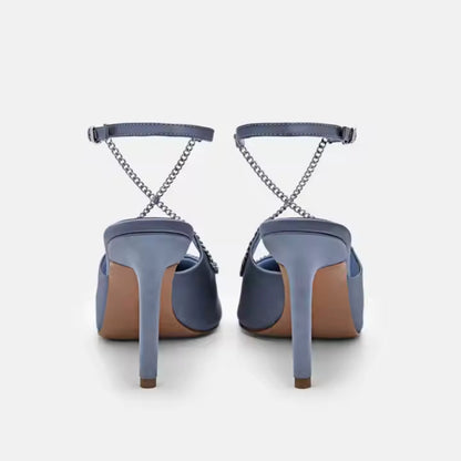 Escarpins Femme en Satin Bleu Luxe