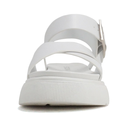 Sandales plateforme blanches à brides croisées et boucle réglable pour femme