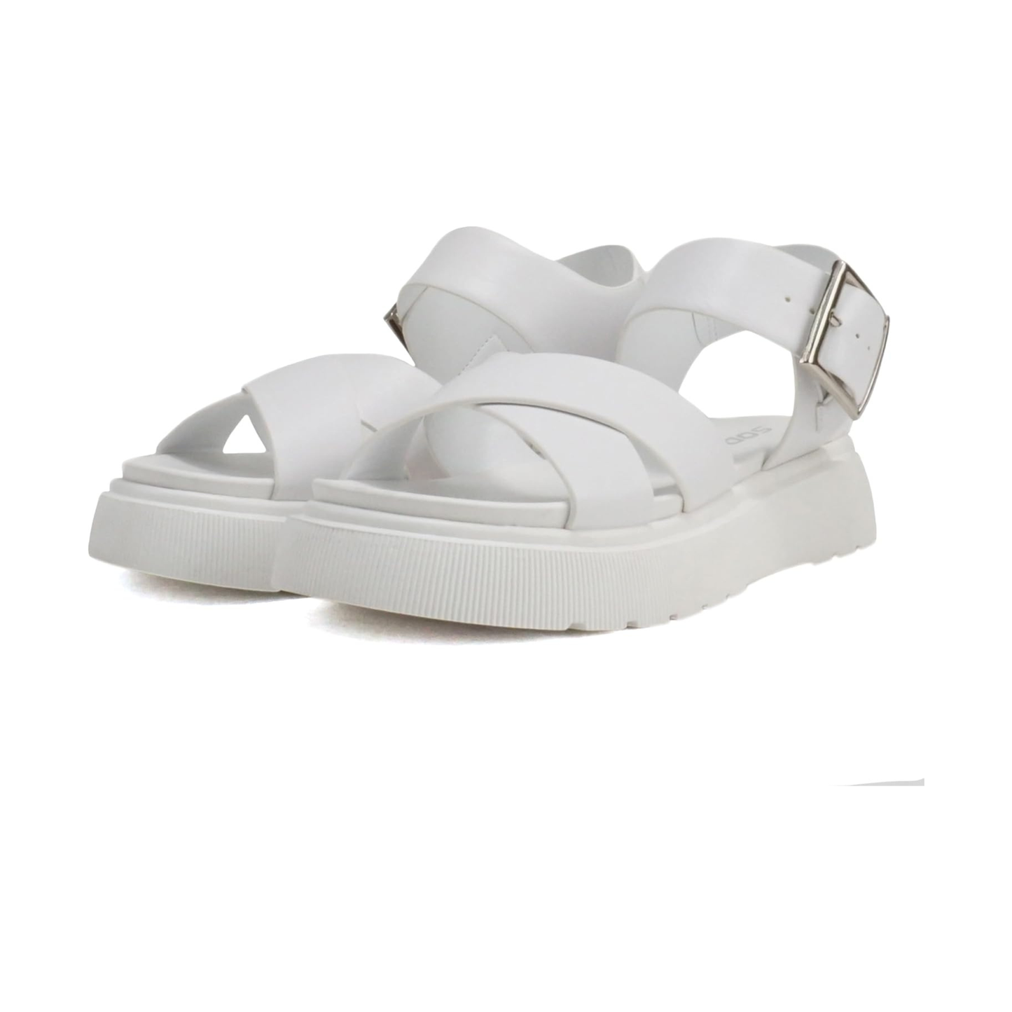 Sandales plateforme blanches à brides croisées et boucle réglable pour femme