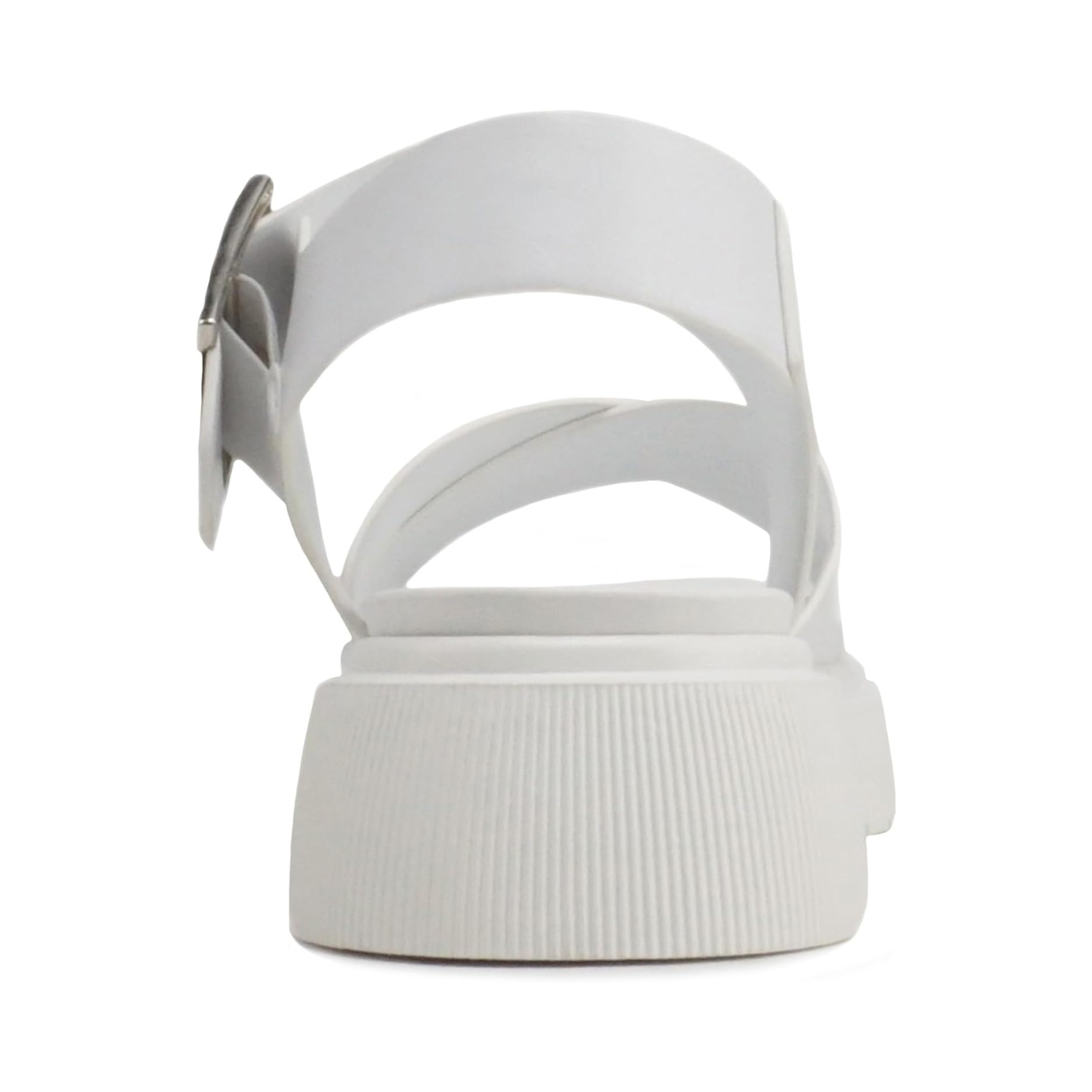 Sandales plateforme blanches à brides croisées et boucle réglable pour femme