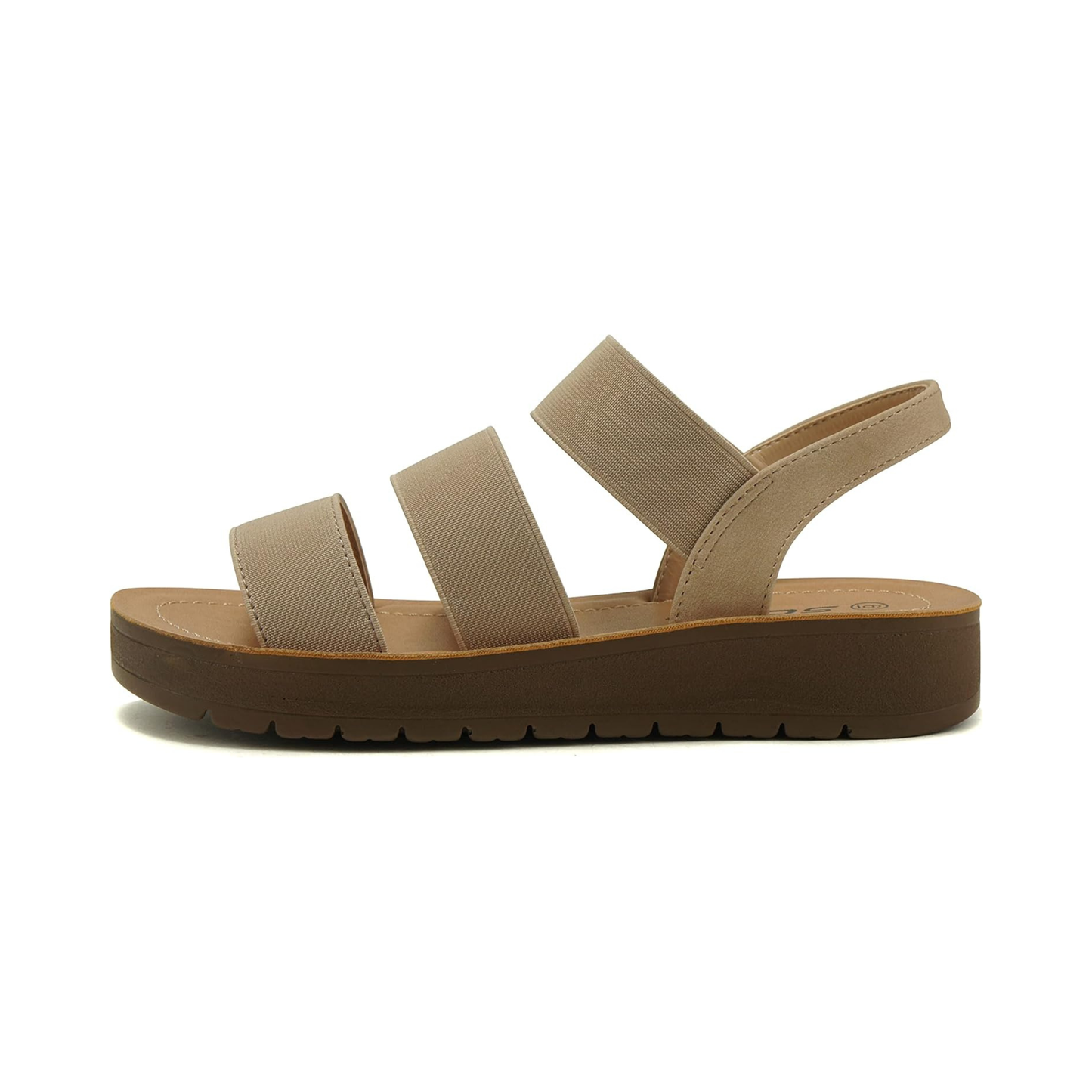 Sandales beiges à brides élastiques et semelle plateforme confortable pour femme