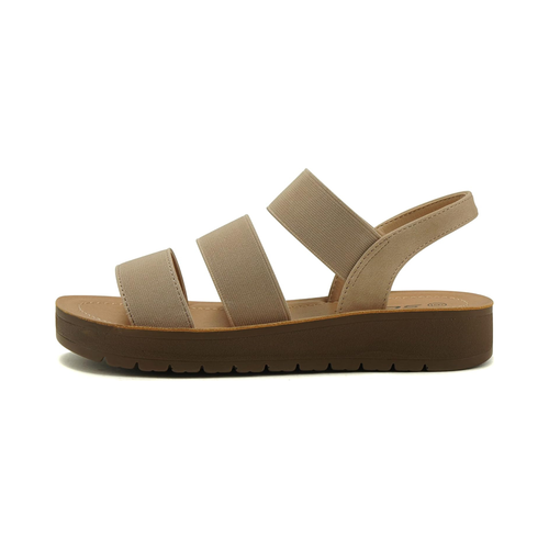 Sandales beiges à brides élastiques et semelle plateforme confortable pour femme
